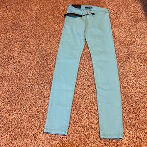 Flying‎ Monkey Womens Teal Skinny Jeans Size 3 High Rise Belted